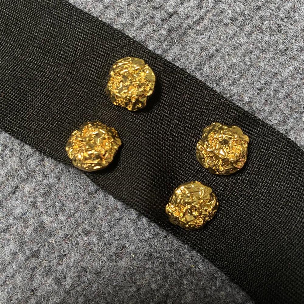 2024 Rose Jacquard Bandage Skirt: Sexy Halter Neck Dress with Gold Buttons