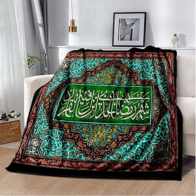 Islám muslimská modlitební kaligrafická přikrývka, měkká přikrývka pro domácí postel pohovka pohovka piknik cestovní kancelář přikrývka na odpočinek dítě