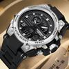 BINBOND LED Digital Watch Men Waterproof Luminous Double Display Quartz Wristwatches Men's Fashion Silicone Band Man Watches