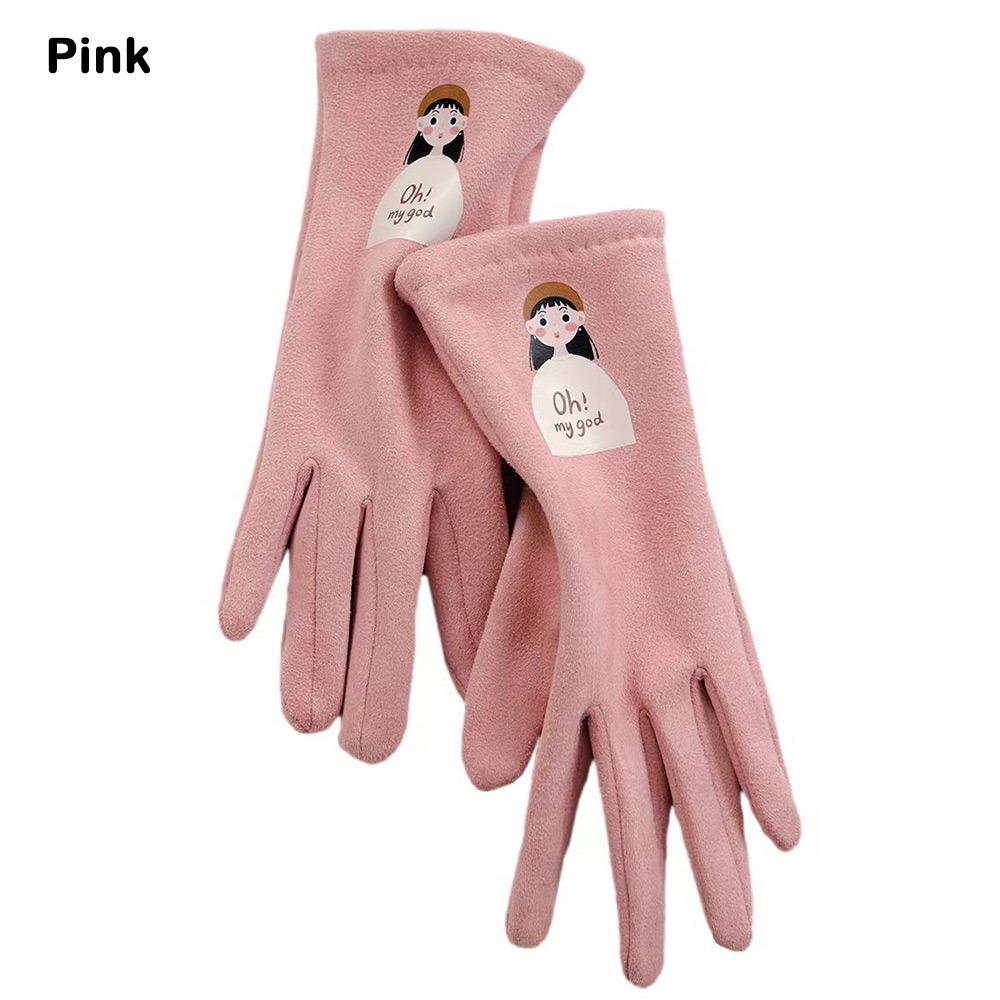 

Windproof Women s Gloves Cute Cartoon Riding Gloves New Fashion Warm Mittens Winter рожевий
