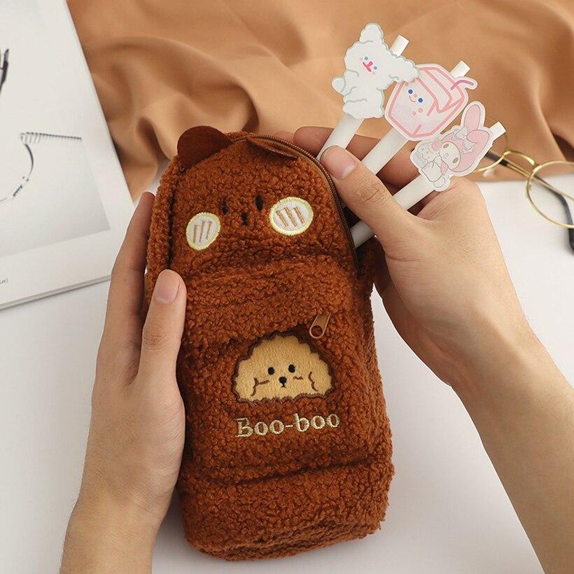 Federmäppchen, koreanisches Briefpapier, großes Plüschbär-Mädchen, Stiftetuis, Kawaii-Beutelmaterial, niedliches Schulmaterial