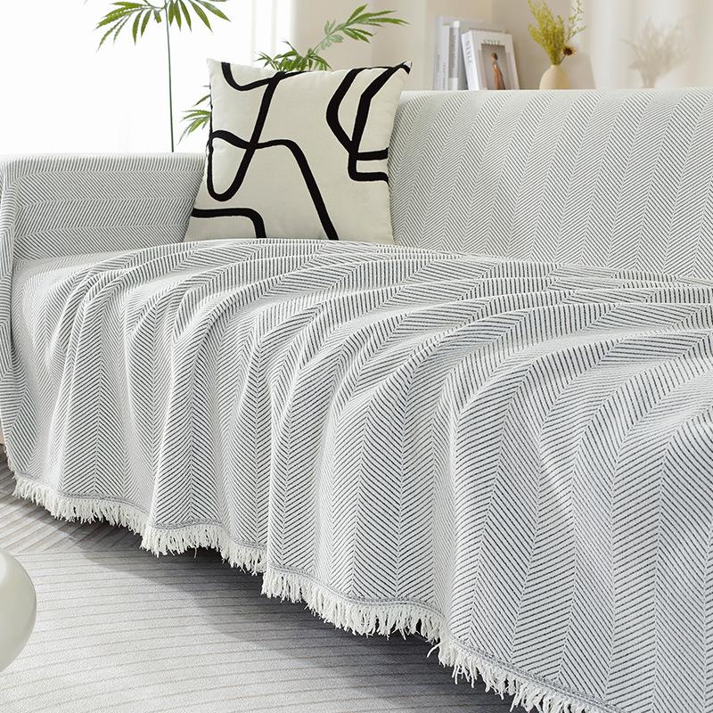 

Sofa Cover Cloth Towel Simple Pattern Four Seasons Universal Sofa Cushion Nordic Style Cover Towel All-inclusive Cover 180X130CM бежевый
