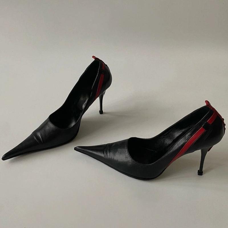 

Black Soft Leather PU Heels Women Fashion Rivet Design Stiletto Pumps Ladies Luxury Party Shallow Elegant Evening Shoes 41 чорний