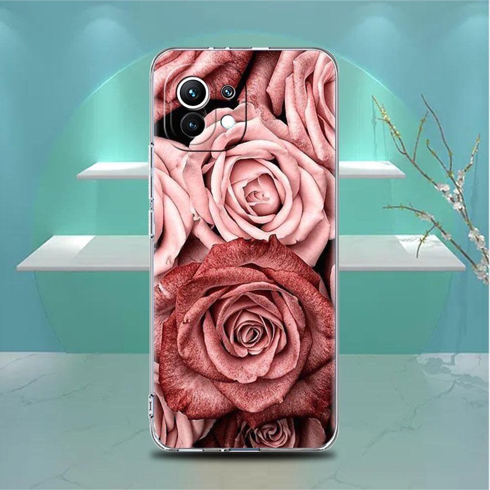 

Прозрачный чехол для Xiaomi Mi Poco X3 NFC M3 Pro F3 F1 11 Lite 12 Note 10 11T 9T Прозрачный чехол для телефона Ярко-красные розы Цветы Redmi Note 9S