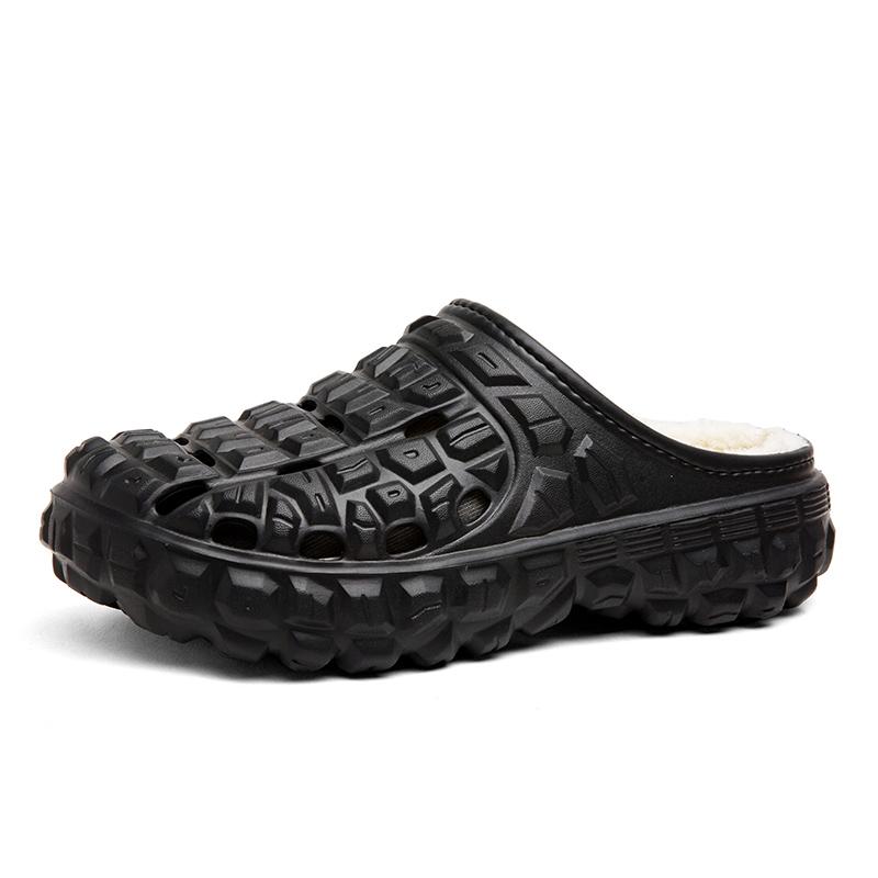 

Модные тапочки для мужчин, домашние, бархатные, сохраняющие тепло, хлопковые, прочные, для ванной, водонепроницаемые, новые, модные тапочки 46 чёрный