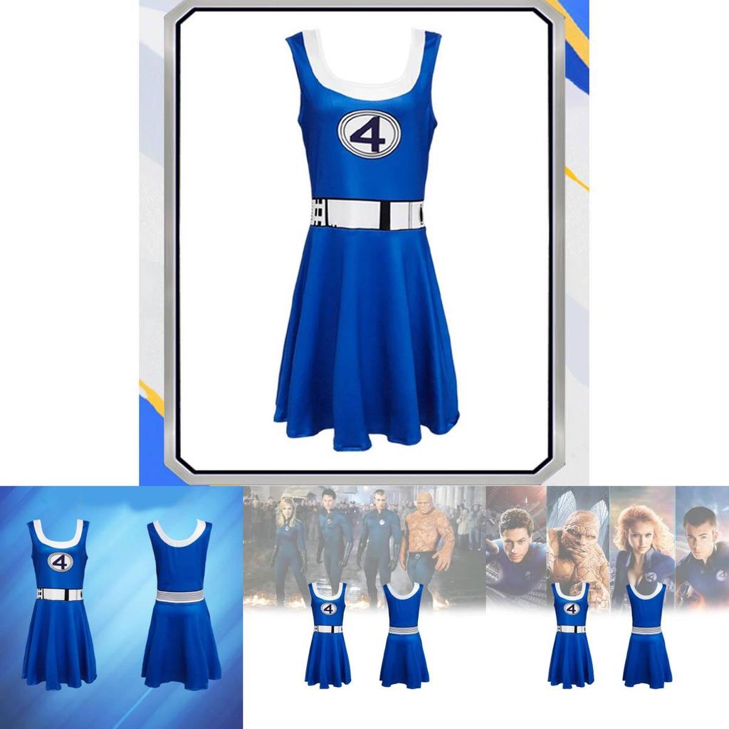 Kostium Niewidzialnej Kobiety z Fantastycznej Czwórki Na Halloween Cosplay Z Tkaniny Jedwabnej Mlecznej Dla Nastolatków