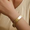 YF8124 Simple Metal Thickened 10MM Watch Strap Bracelet Mens Womens 18k Gold Plated Waterproof Stainless Steel for Party