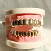 14K Gold Plated (Brass Metal) HipHop Grillz Teeth Top&Bottom (8 teeth) Grill Set