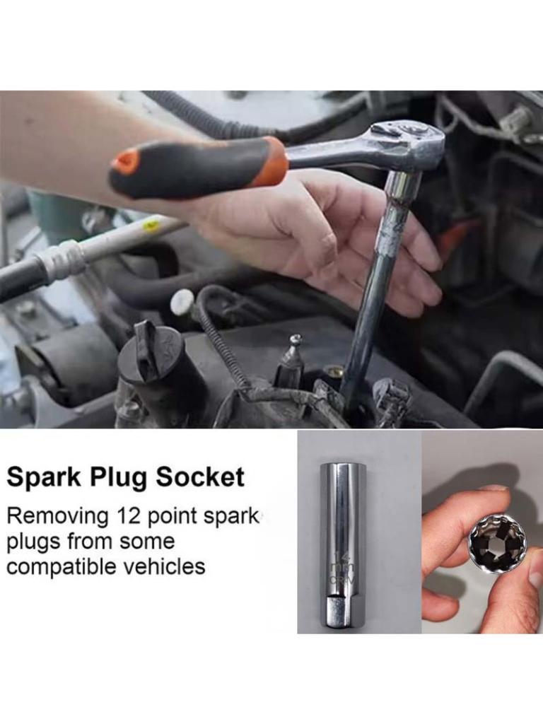 2-piece Universal Magnetic Spark Plug Wrench for Automotive Spark Plugs, 14/16mm Installation, Replacement, Repair Kit, Spark Pl