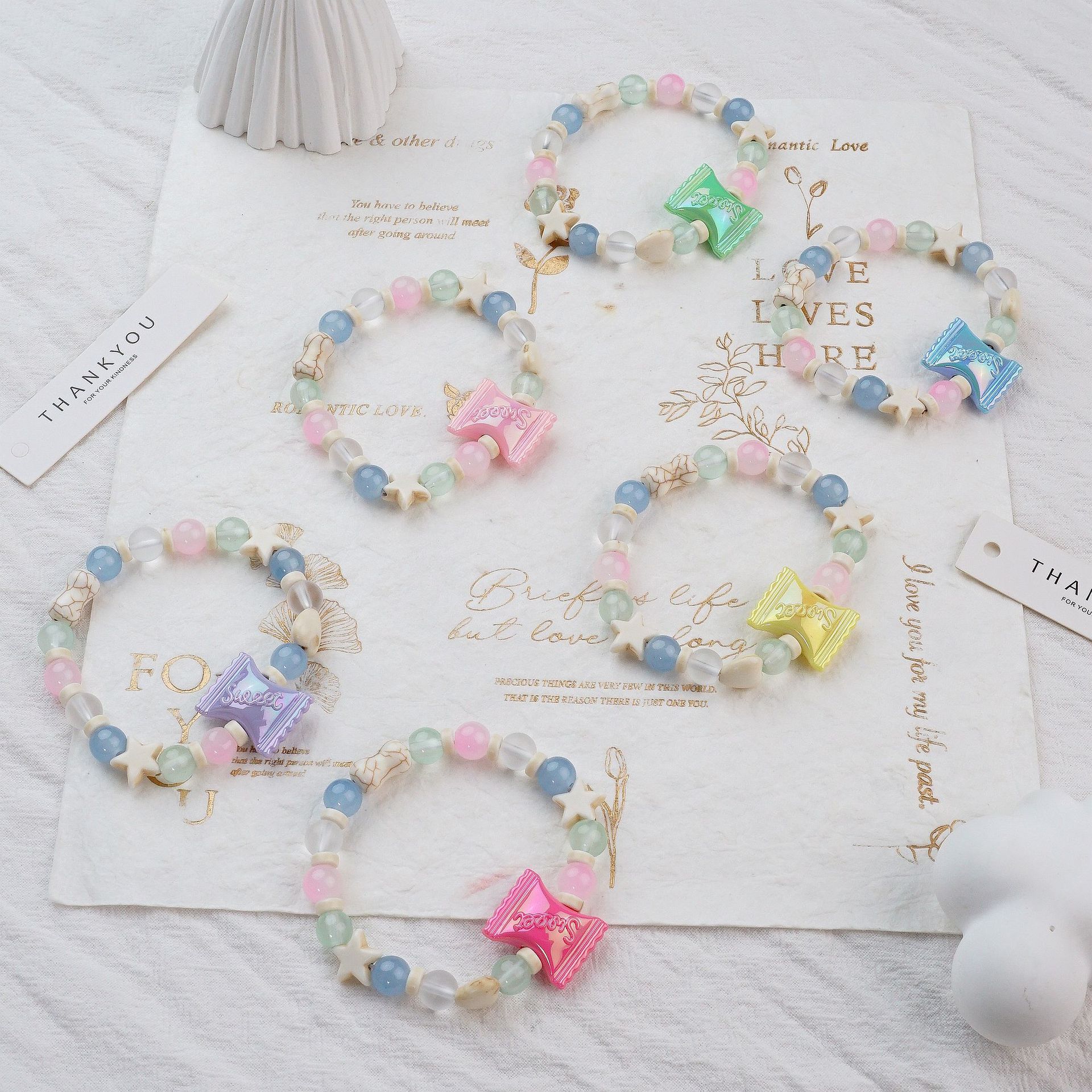 Браслет-конфета макаронного цвета нишевый дизайн весна-лето сладкий универсальный браслет для девушки новый дофаминовый