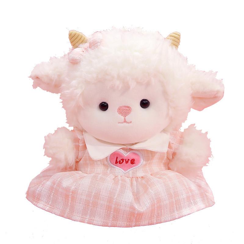 Plush Sheep Dressup Doll With Bow For Childrens Gift And Playtime