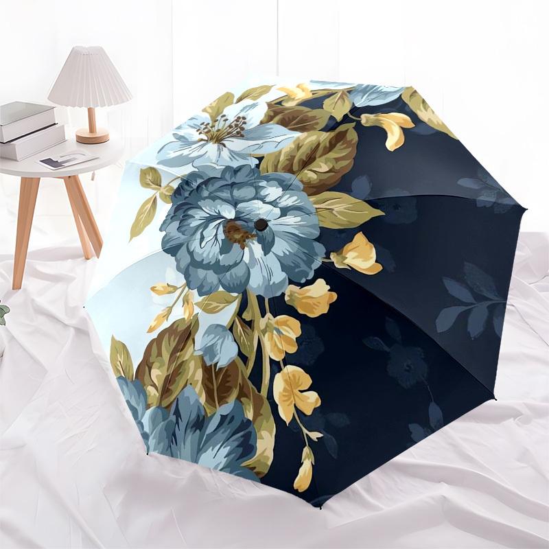 

1pc Floral Pattern Design Umbrella with Plastic Handle,Compact & Stylish,Suitable for All Seasons ptys26063