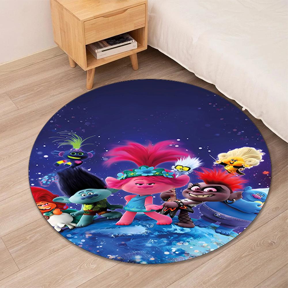 Trolls Printed Round Rug Carpet Chair Rug Area Rug Entryway Doormats,for Office Chair Living Room Bedroom Kitchen Room.