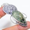 Prehnite Gemstone Handmade 925 Sterling Silver Jewelry Pendant 3.03" SU-6649