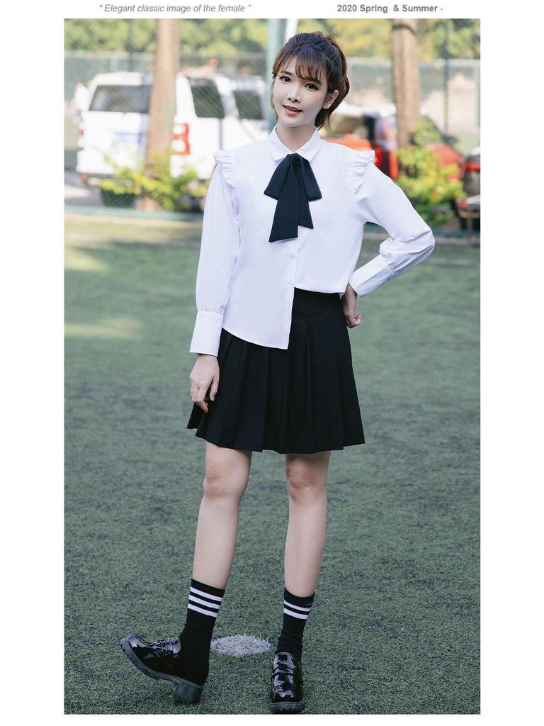 Women's College Style Long-Sleeve Shirt Dress - 2022 Spring Collection