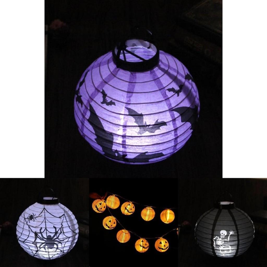 Versatile Led Paper Pumpkin Lantern Featuring Spider And Bat For Festive Halloween Atmosphere