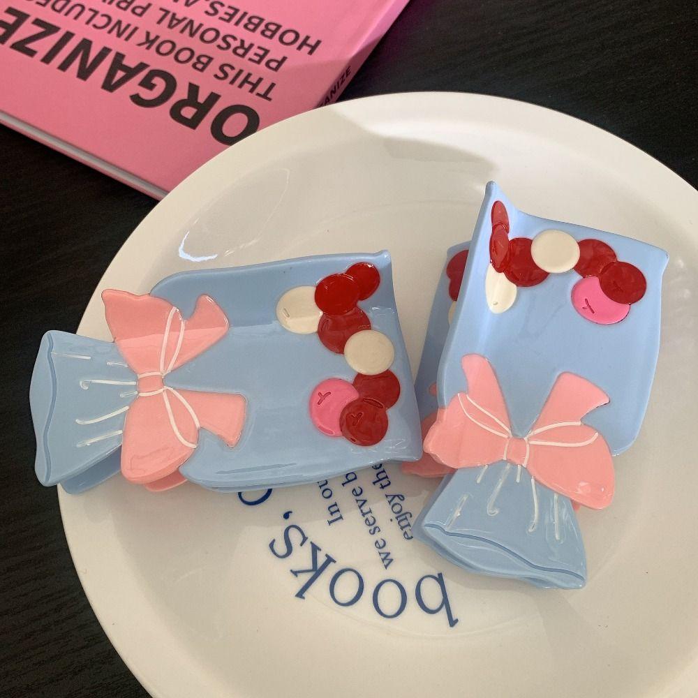 

Acetic Acid Bow Hair Clip Transparent Big Hair Claw Funny Small Goldfish Acetate Hair Claw Girl style 1