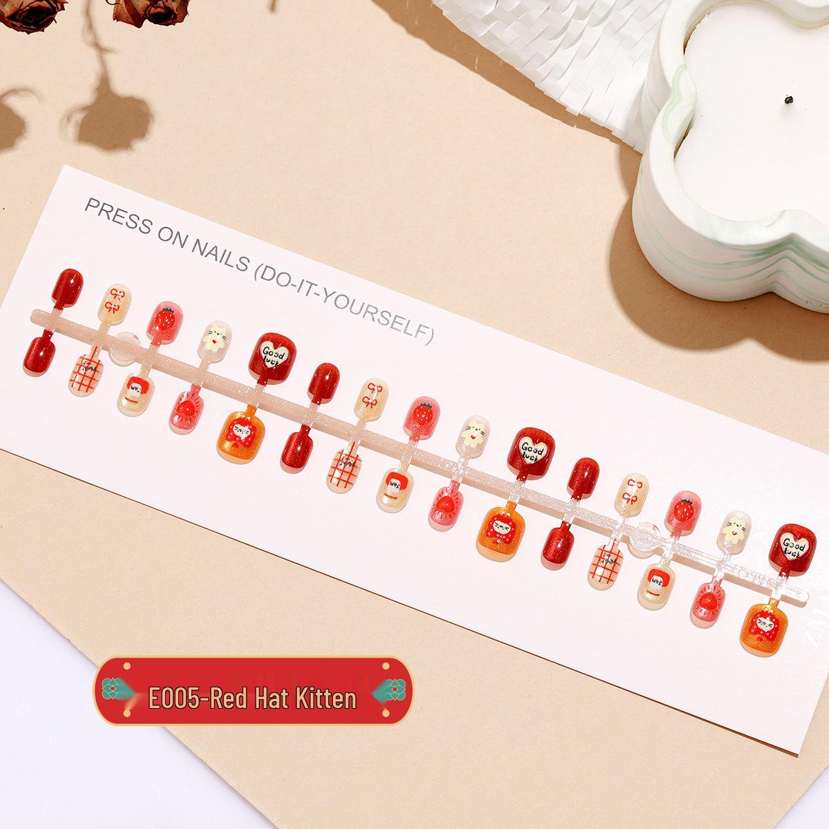 

Детские носимые накладки для ногтей Red Hat Kitten - Глиттер Кошачий глаз, 30 штук, Один размер