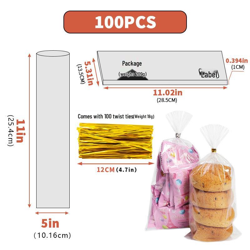 Clear Drawstring Packaging Bag for Cookies, Bread, Candy, and Baked Goods