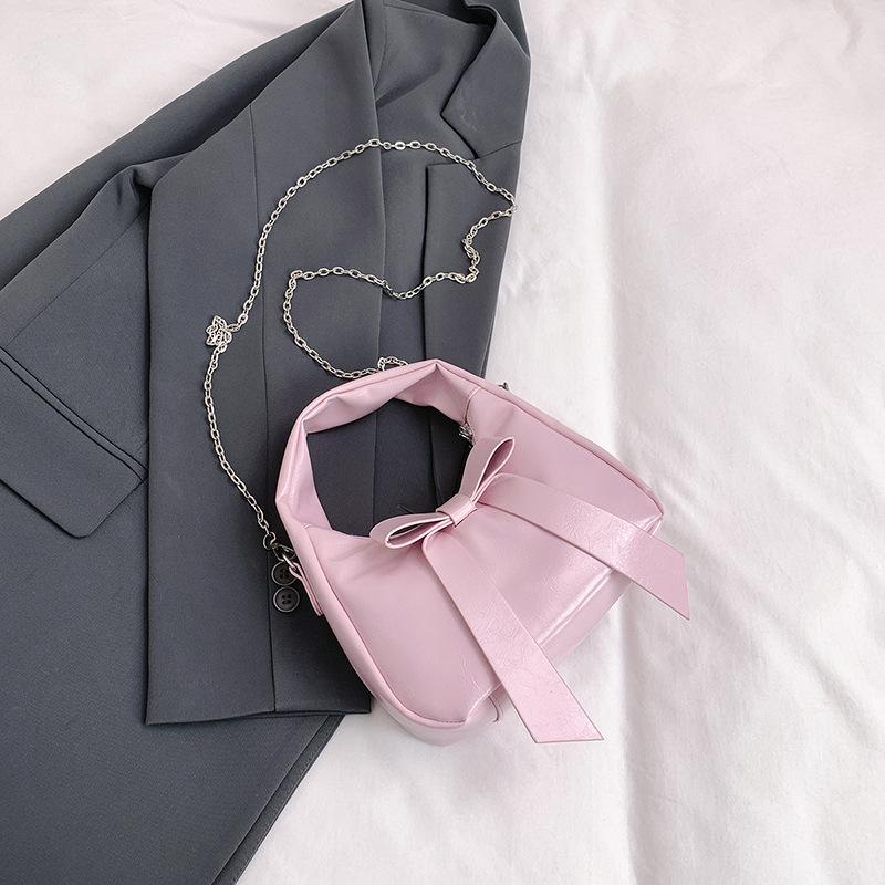 Niche Design Women's Bags, High-end Exquisite Underarm Bags, 2025 Spring New Contrasting Color Bow Shoulder Bag