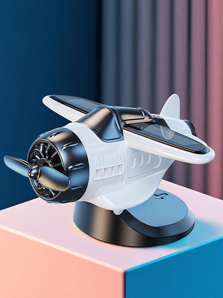 Solarbetriebenes Armaturenbrett-Ornament Kunststoff Kleines Flugzeug Driftbewegung Aktiviertes Drehendes Flugzeug-Ornament für Auto-Innenraum
