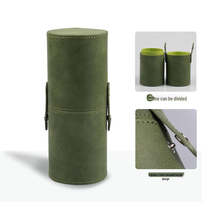 Multifunktionaler Make-up-Pinselhalter mit Deckel - Grün und Blau, Großes Fassungsvermögen, Tragbar, Staubdicht.