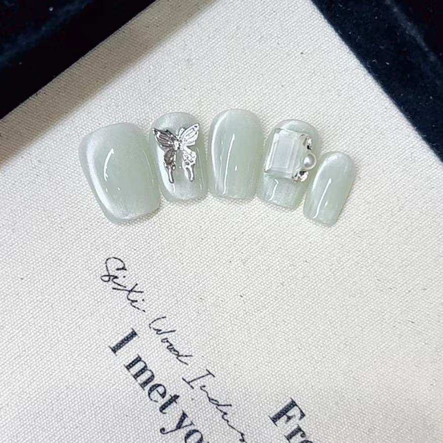 

Чисто ручная работа Фототерапия Носитель Мятная Фея Готовое изделие Многоразовые патчи для нейл-арта Снимаются Large L