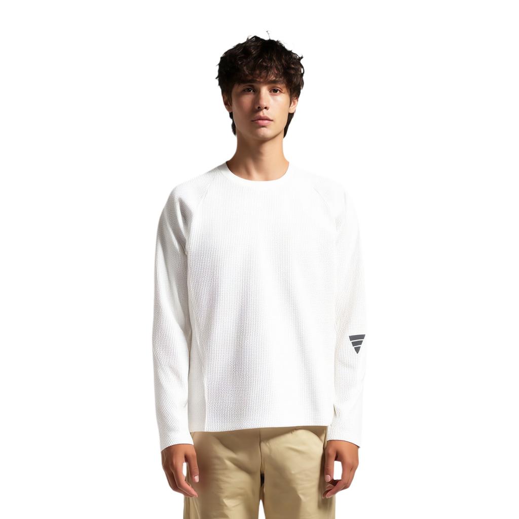 adidas FOS Waffle Knitted Loose Fit Crew Neck Long Sleeve T-Shirt Men Tops KV0130