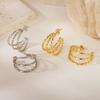 Gold Titanium Steel Multilayer Hoop Earrings - Light Luxury, Colorfast, High-End Feel