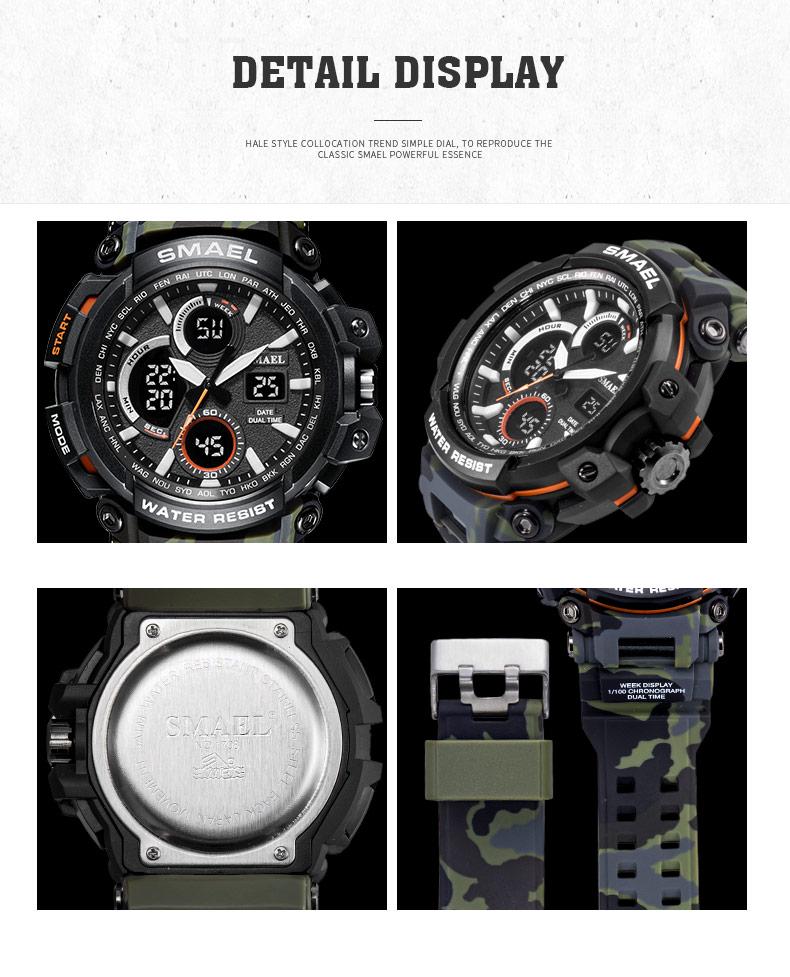 SMAEL Orologio militare sportivo Orologio digitale impermeabile Orologio da uomo a LED Orologio da uomo Funzionale con data 1708B Orologi sportivi da esterno Orologi da polso al quarzo da uomo