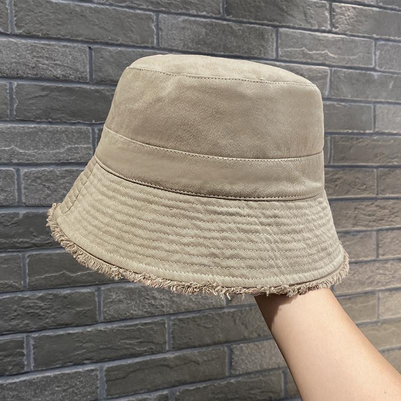Rough edge bucket hat women's summer sunshade sunscreen sun hat face cover trendy hat women's bucket hat