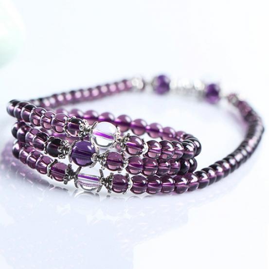 6mm Kristallstein buddhistischer Amethyst 108 Gebetsperlen Mala Armband Halskette