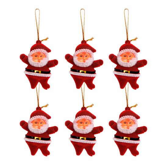 Santa Claus Ornaments 3D Flocking Santa Doll Christmas Tree Hanging Ornaments