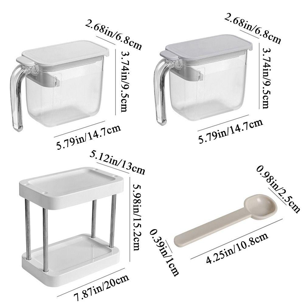 Transparent Seasoning Box Plastic Condiment Storage Container Sealed Seasoning Tank  Household