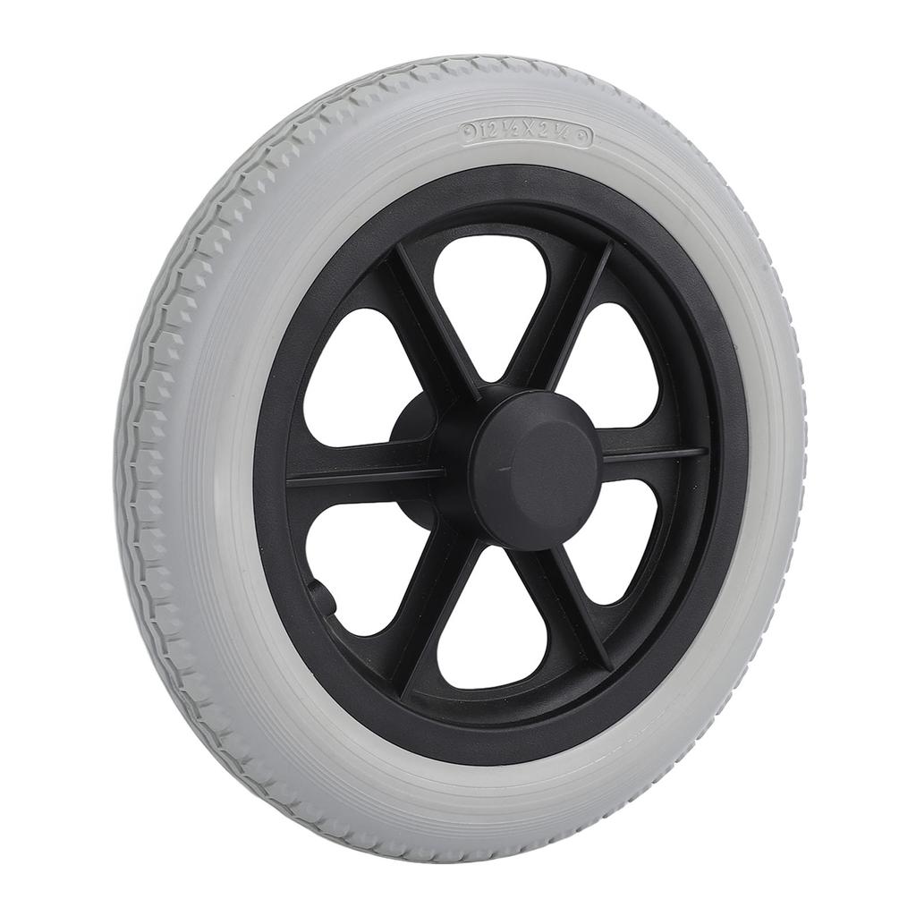 Rollstuhlrolle 12 Zoll Voll-PU-Rad Rutschfest Manuelle Rollstuhl-Ersatzteile Grau