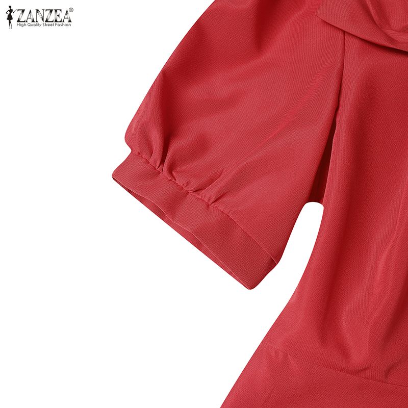 ZANZEA Abito estivo casual da donna con scollo rotondo e maniche corte