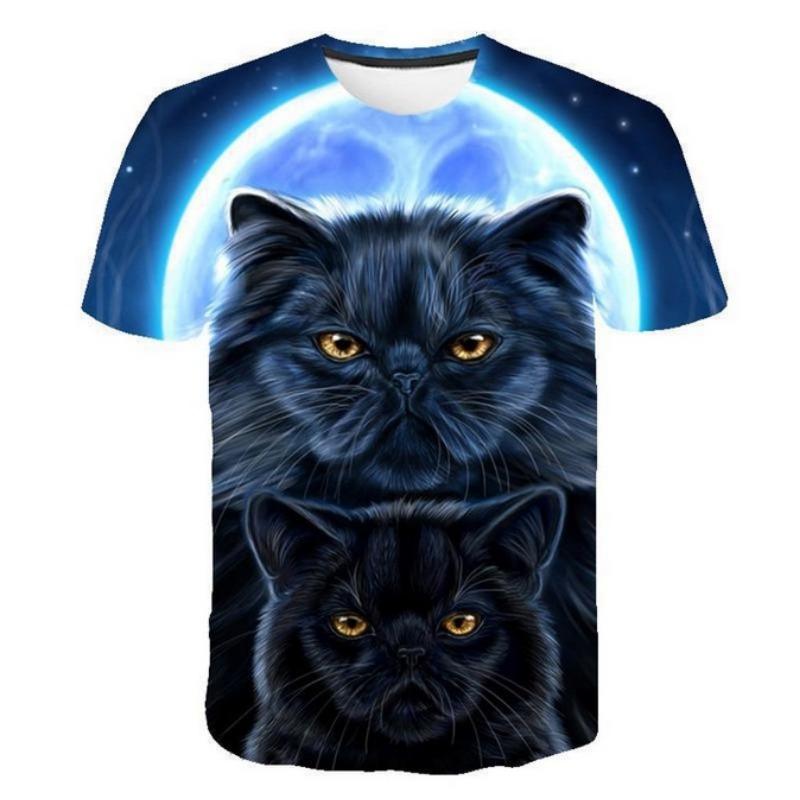 Summer Short Sleeved T-shirt 3D Digital Printed Cat Pattern Fashionable Casual Top for Men Tshirt