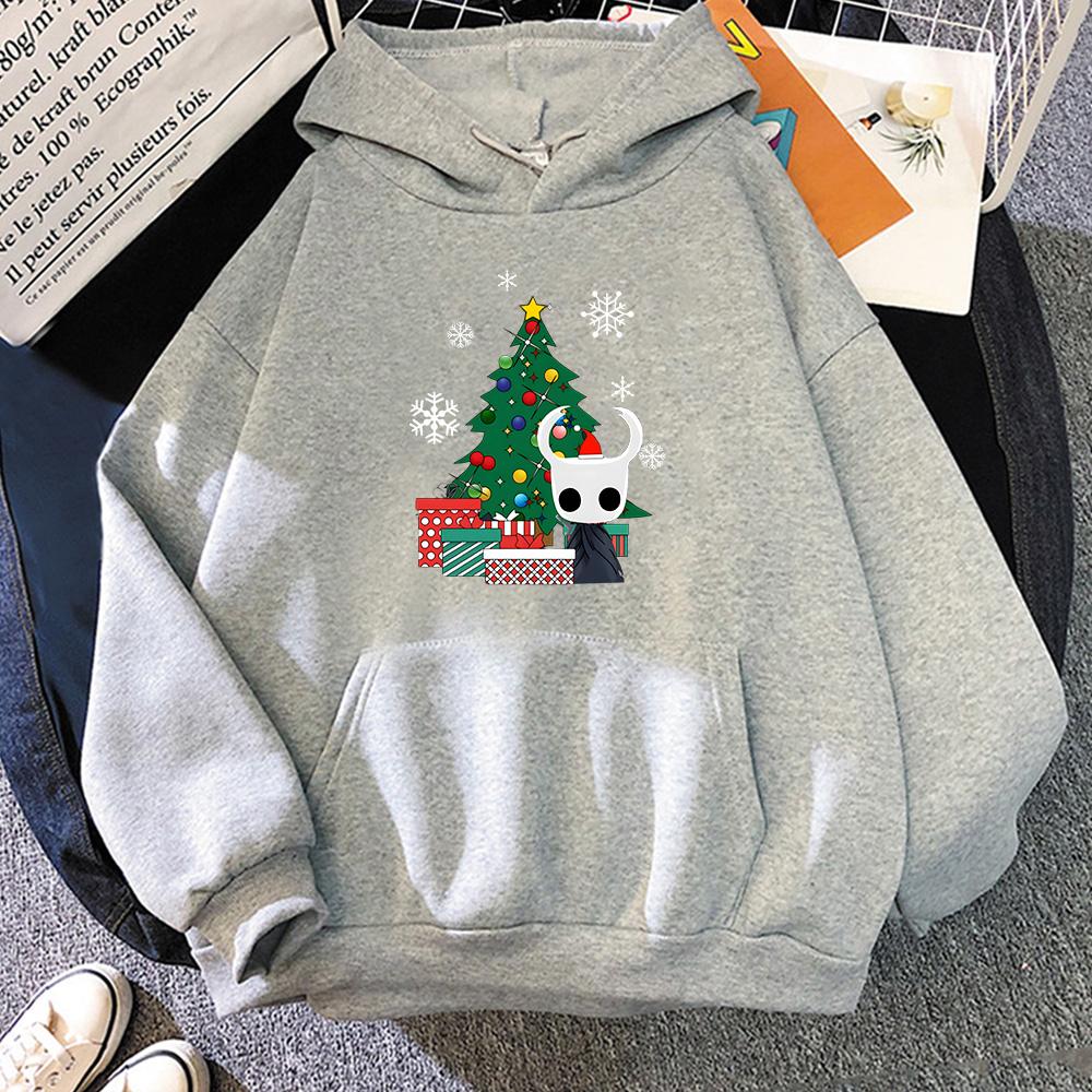 Hollow Knight Christmas Tree Graphic Clothes Autumn/winter Fleece O-neck Pullovers Comfortable Casual Sweatshirt Anime Hoodies