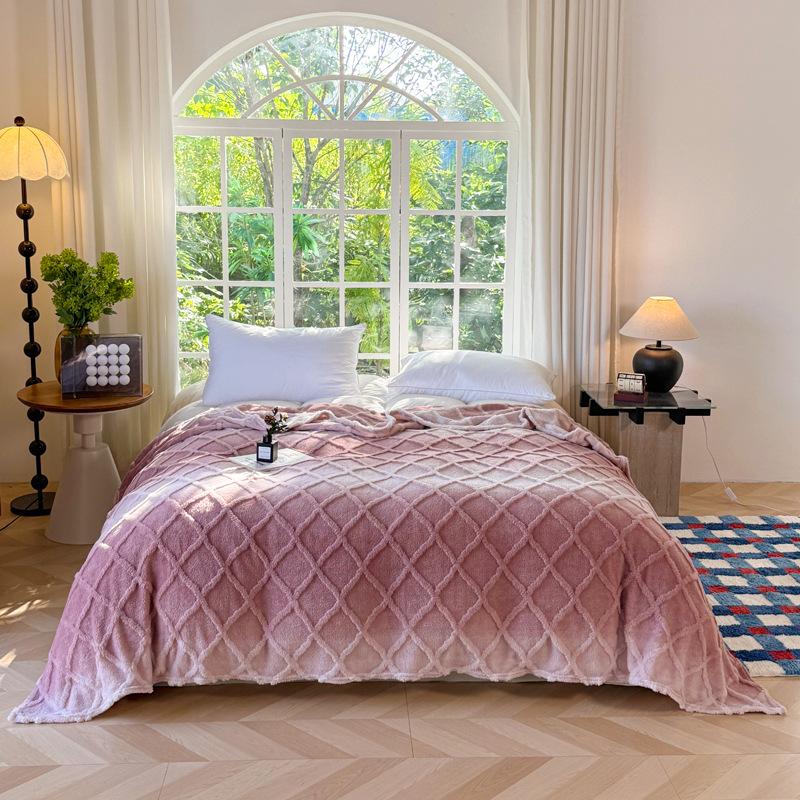Cross-Border Double-Sided Plush Flannel Blanket - Coral Fleece Gift for Office or Nap