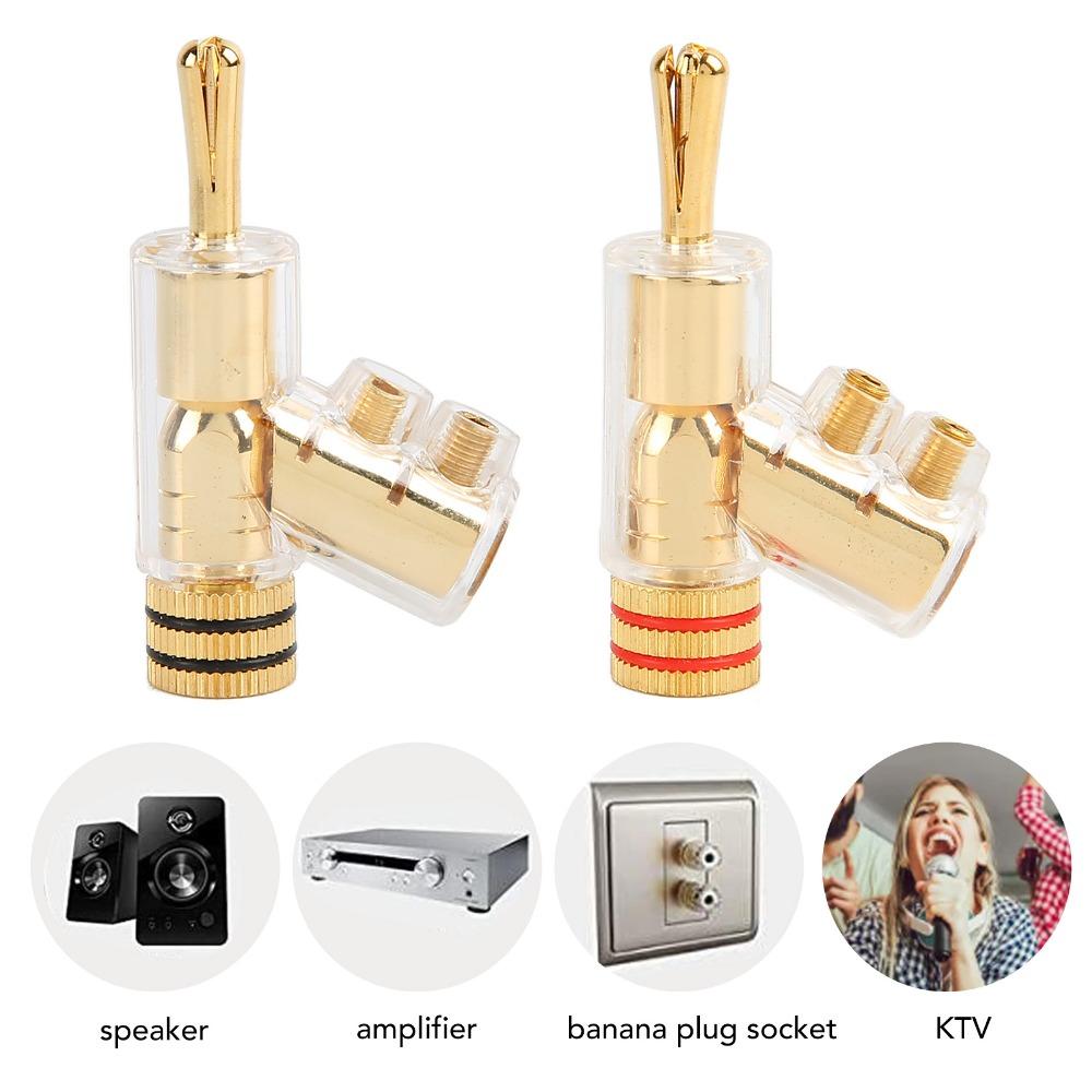 1 Pair Gold Plated Speaker Wire Connectors Solderless Speaker Plugs  Amplifier Systems