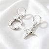 European and American jewelry, geometric cross, crescent moon, metal design, earrings, versatile, high-end, niche earrings, women