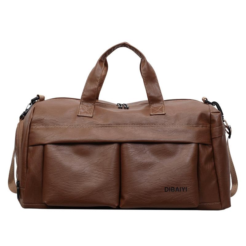 

pu OEM gym bag, popular with fashionistas, double-pocket outdoor travel bag, water-resistant shoulder and crossbody bag Average Size коричневий