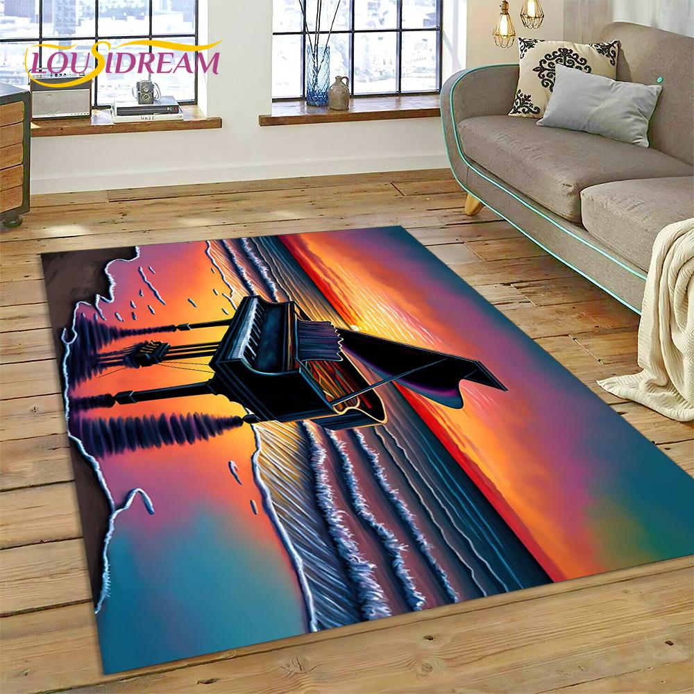 Dywan 3D z kreskówkowym instrumentem muzycznym w kształcie klawiszy pianina do domu, salonu, sypialni, pod sofę, wycieraczka, dekoracja, dywanik dla dzieci, mata podłogowa antypoślizgowa