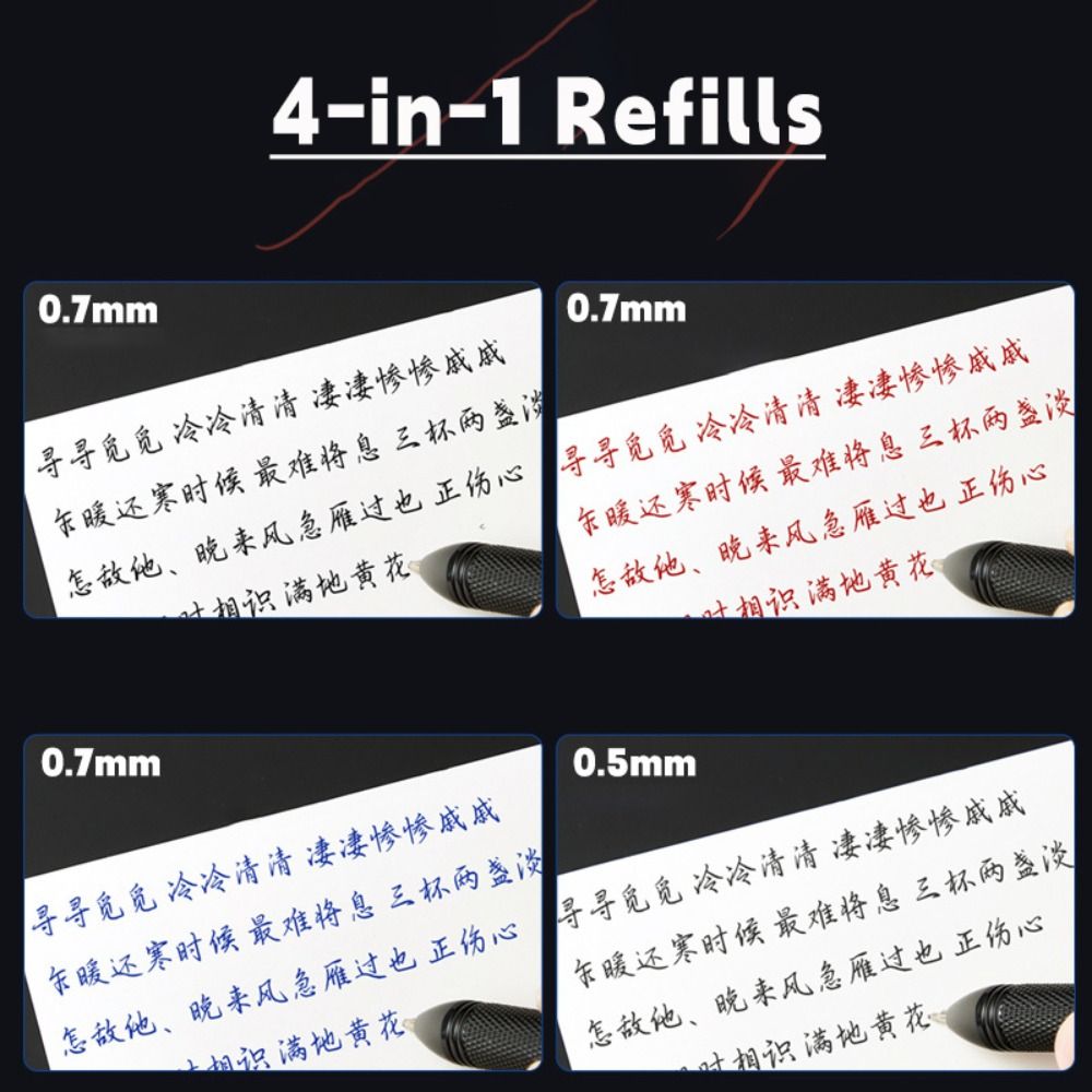 4-in-1 Multifunction Pen Press Type Writing Pen Refillable 0.5mm Mechanical Pencil  School Office