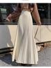Women's High-Waist Ankle-Length A-Line Knitted Pleated Skirt - Autumn/Winter