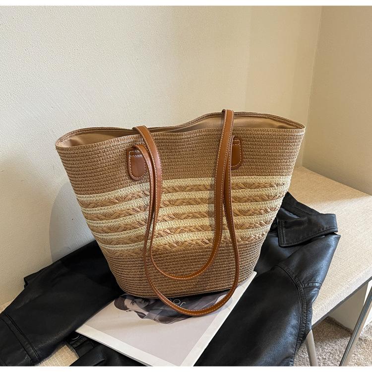 

Straw large-capacity women s handbag multi-compartment zipper bag urban simple messenger shoulder bag хакі