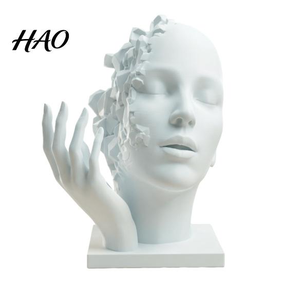Modern Decorative Ornament for Living Room Abstract Broken Face Art Sculpture, Nordic Minimalist Plastic Statue, 3D Printed Geometric Statue