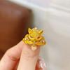 Chinese Style Rhinestone Opening Ring Textured Animal Ring Fashion Vintage Metal Ring  Women