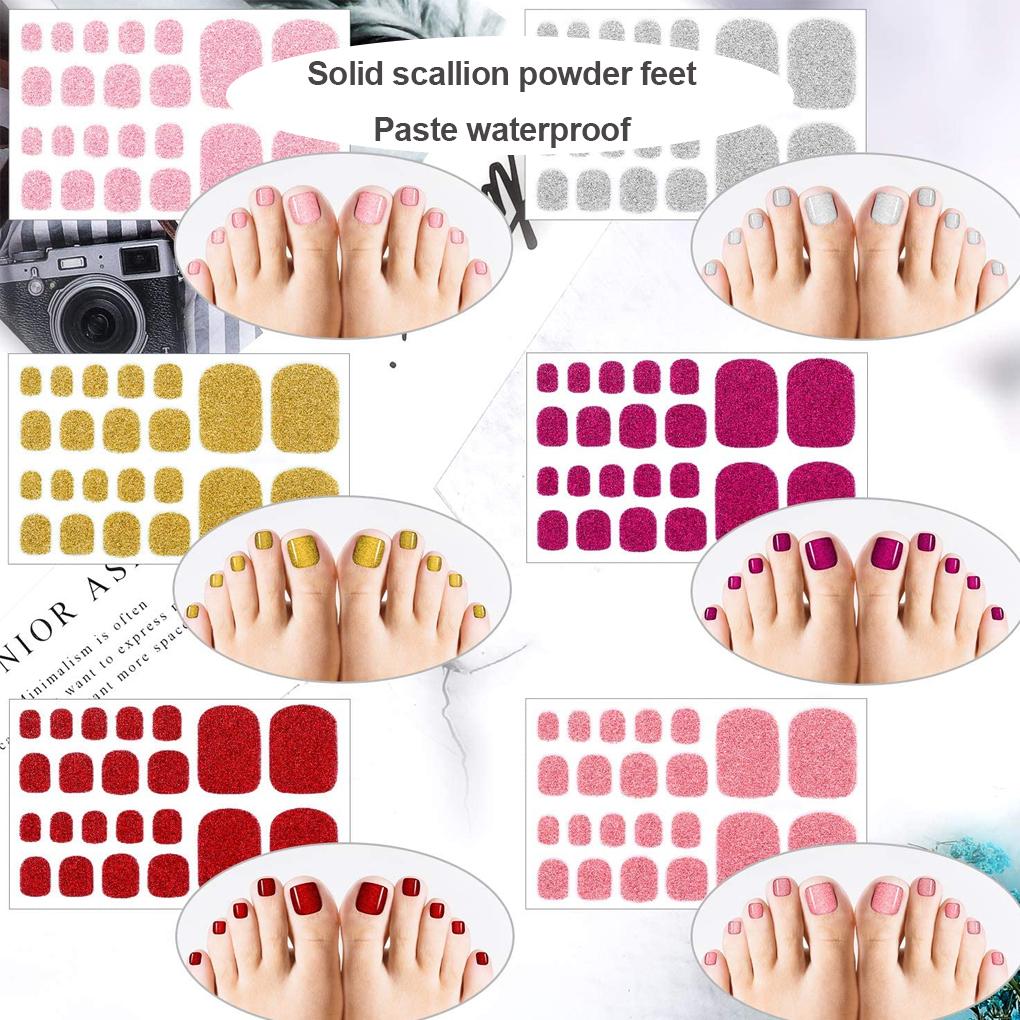 1 Set Color Street Nail Strips Toe Nails Files Glittery Self-Adhesive Waterproof Universal Salon Supplies DIY Manicure Kit