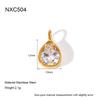 ins simple and fashionable water drop geometry single zircon pendant necklace round tube splicing collar stainless steel jewelry